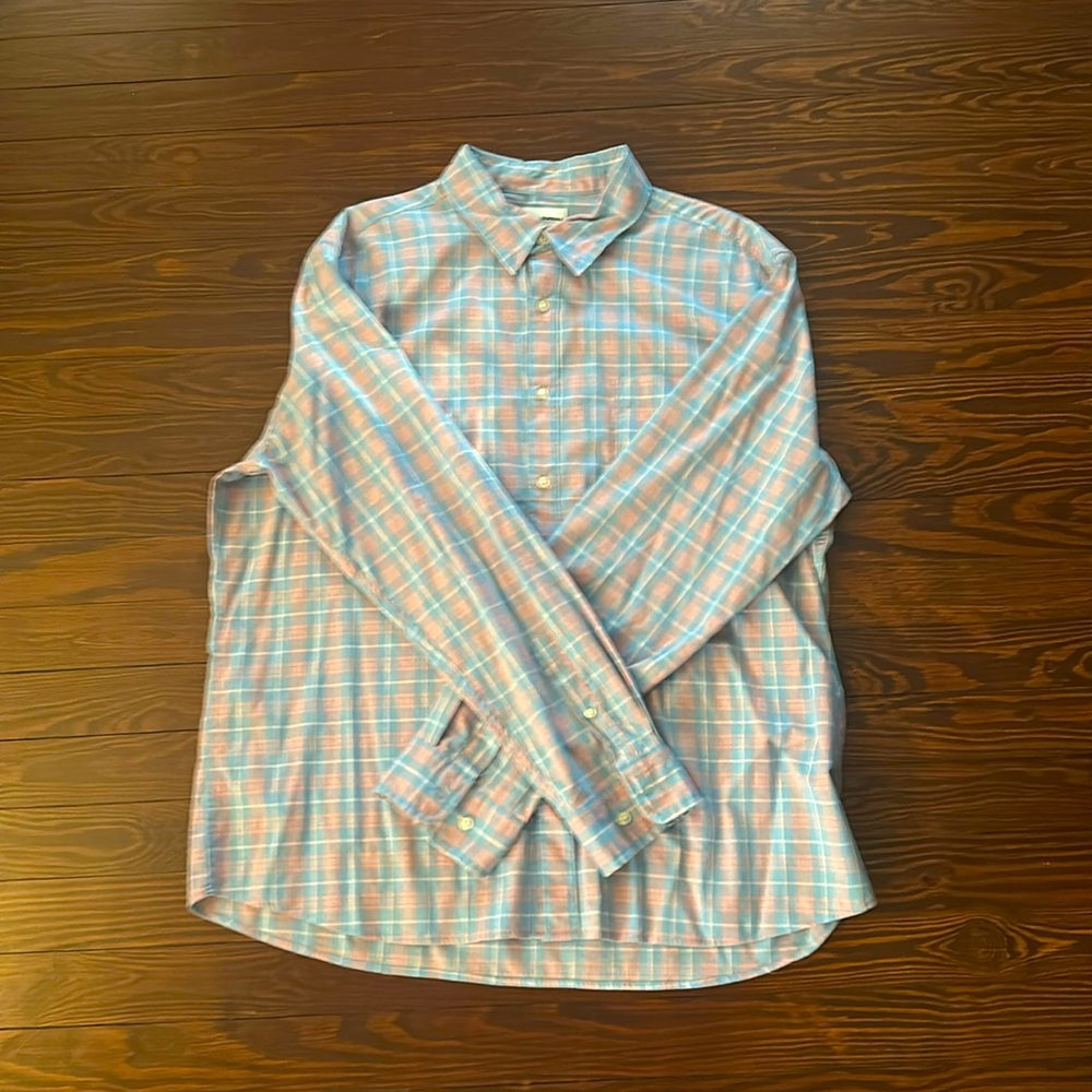 Sonoma Men's Casual Button Down Shirt - Light Blue and Pink Plaid